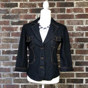 EUC Drama Gold Dark Wash Denim Jacket Sz Medium